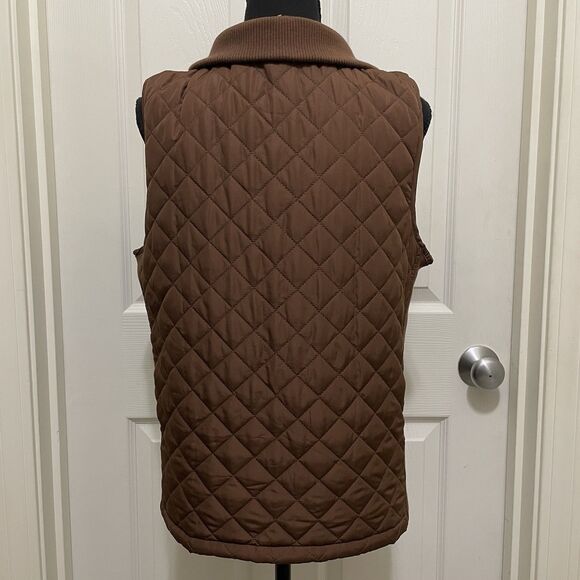 Bienzoe Quilted Casual Vest Sleeveless Jacket Chocolate Brown Women's Medium - Picture 3 of 7